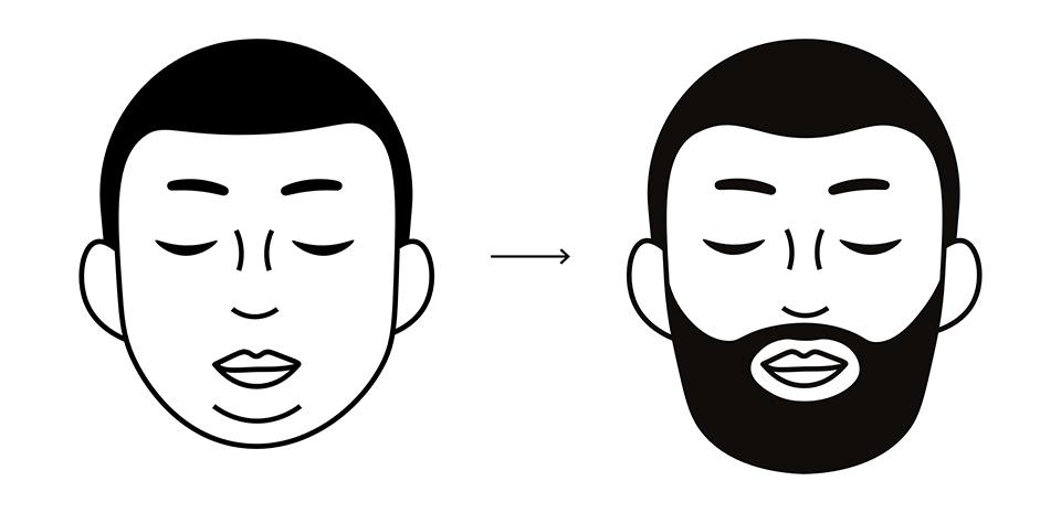 forme de barbe pour un double menton